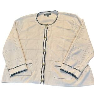 Adrianna Papell Gold Button Cardigan - Womens Size Large - Beige and Black